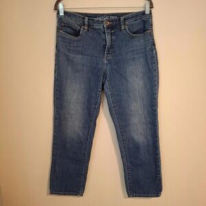 Lands‎ End Jeans Womens 8 Regular Blue Mid Rise Crop Cotton Stretch 5 Pocket
